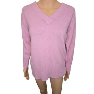 River Island Pink V-neck Long Sleeve‎ Ribbed Hem Sweater Size Small